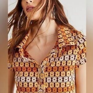 Free People Cropped Polo Top